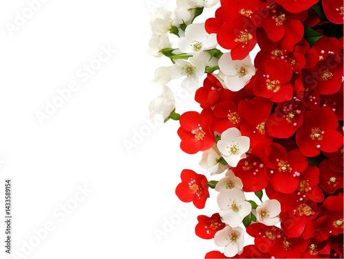 Obraz na płótnie Vibrant Red And White Floral Arrangement On Black Isolated Background Photo w salonie
