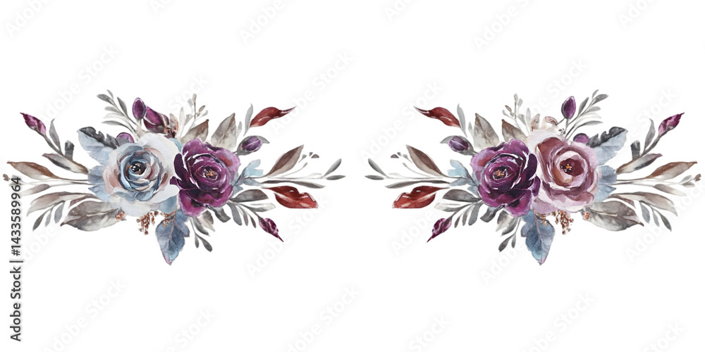 Watercolor Floral Arrangement on Transparent Background Illustration