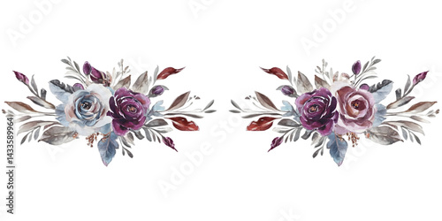 Obraz na płótnie Watercolor Floral Arrangement on Transparent Background Illustration w salonie