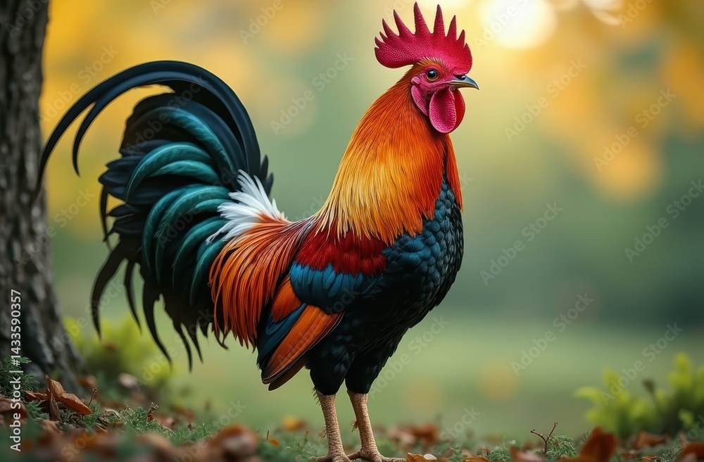 Fototapeta premium mage of a rooster standing proudly, captured in extraordinary detail.