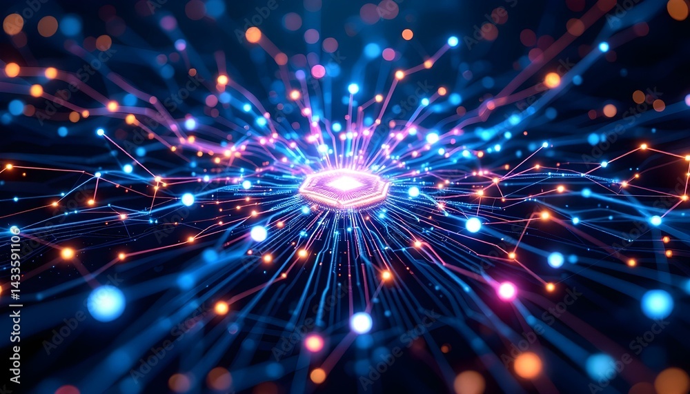 Fototapeta premium Digital Connectivity Texture Representing the Network and Data Flow