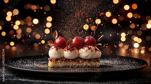 Fototapeta Naklejka Na Ścianę i Meble -  Gourmet Black Forest Cake Dessert: Festive Holiday Treat