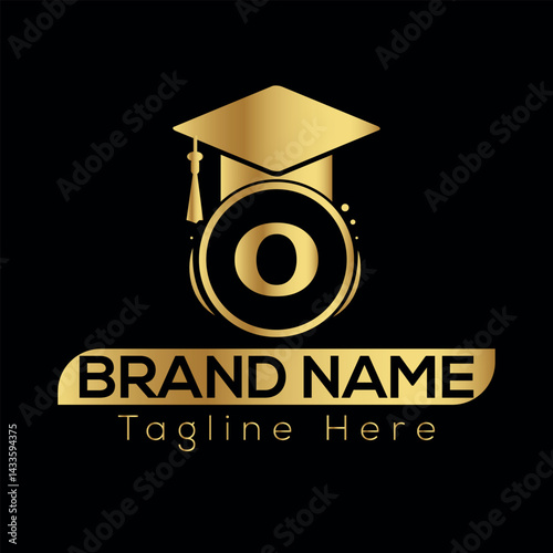 Graduation cap and diploma icon with money and finance symbols in vector style O logo Design photo