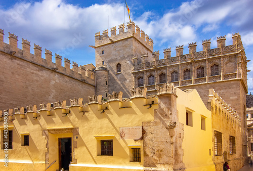 The Lonja de la Seda is a Gothic-style civil building in Valencia, Spain - exterior