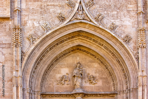 The Lonja de la Seda is Gothic-style civil building in Valencia, Spain - exterior detail