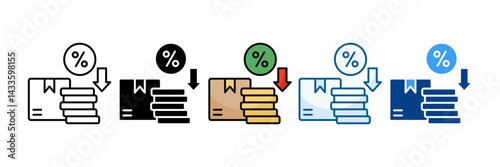 Discount Percentage Icon Set Multiple Style Collection