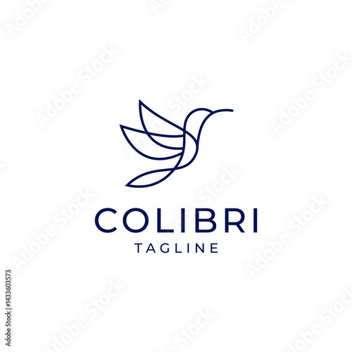 colibri bird logo. abstract hummingbird icon logo vector illustration in trendy line outline art style