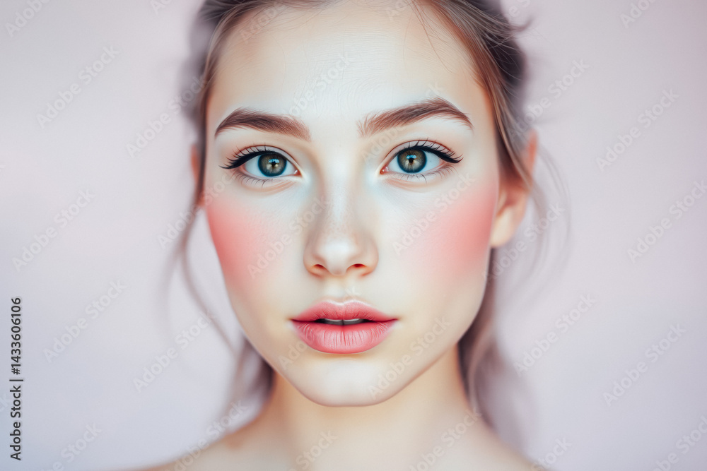 Closeup Portrait of a Woman with Soft Makeup