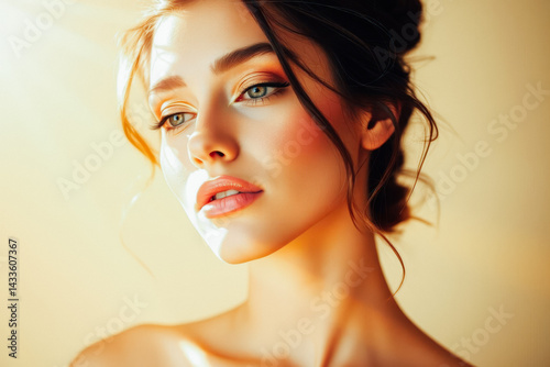 Obraz na płótnie Radiant Woman with Perfect Makeup w salonie