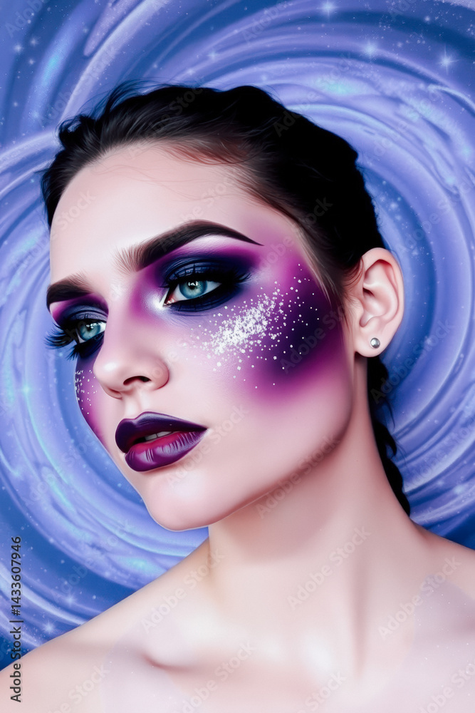 Elegant Woman with Artistic Makeup