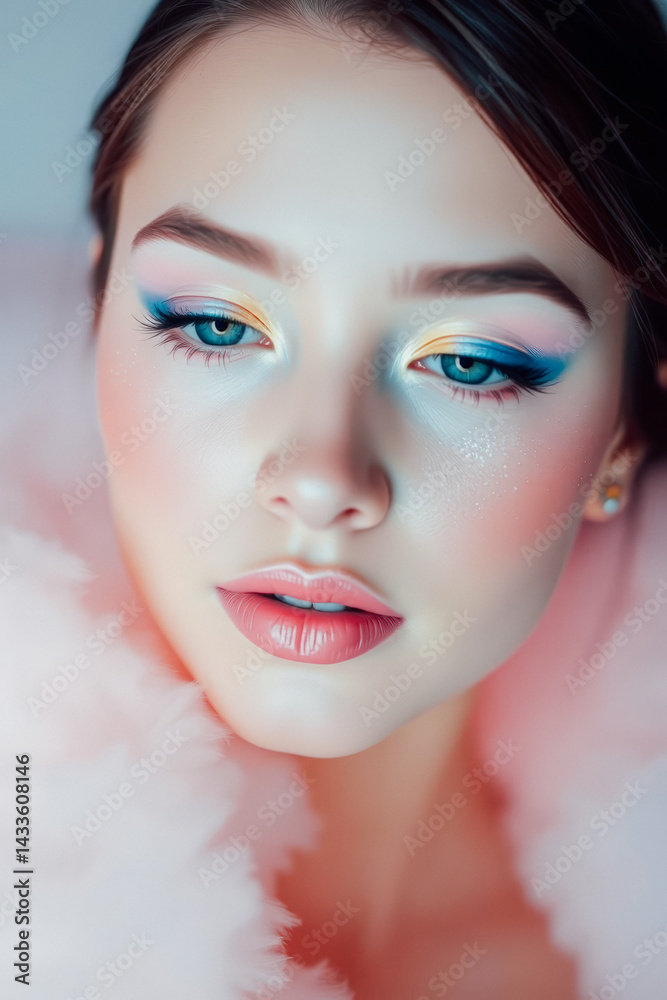 Colorful Makeup Artistry on a Beautiful Woman