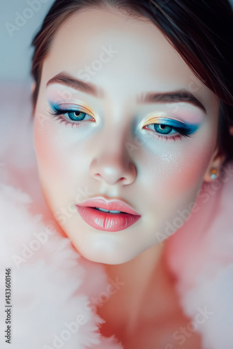 Colorful Makeup Artistry on a Beautiful Woman