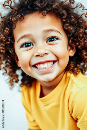 Smiling Child in Yellow Top Close-up