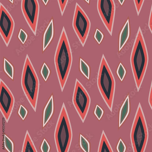 Retro Geometric Diamond Shapes Seamless Vector Pattern