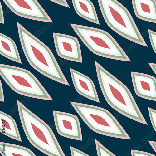 Retro Geometric Diamond Shapes Seamless Vector Pattern
