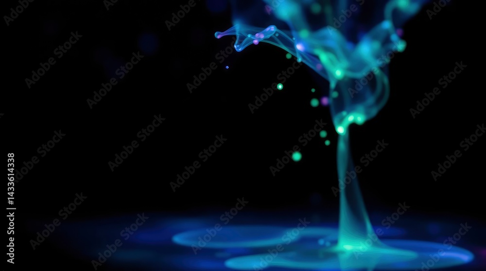 Obraz premium Abstract Green Smoke Plume in Dark Space Fine Art