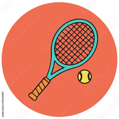 Tennis racket and ball icon on a vibrant background  
