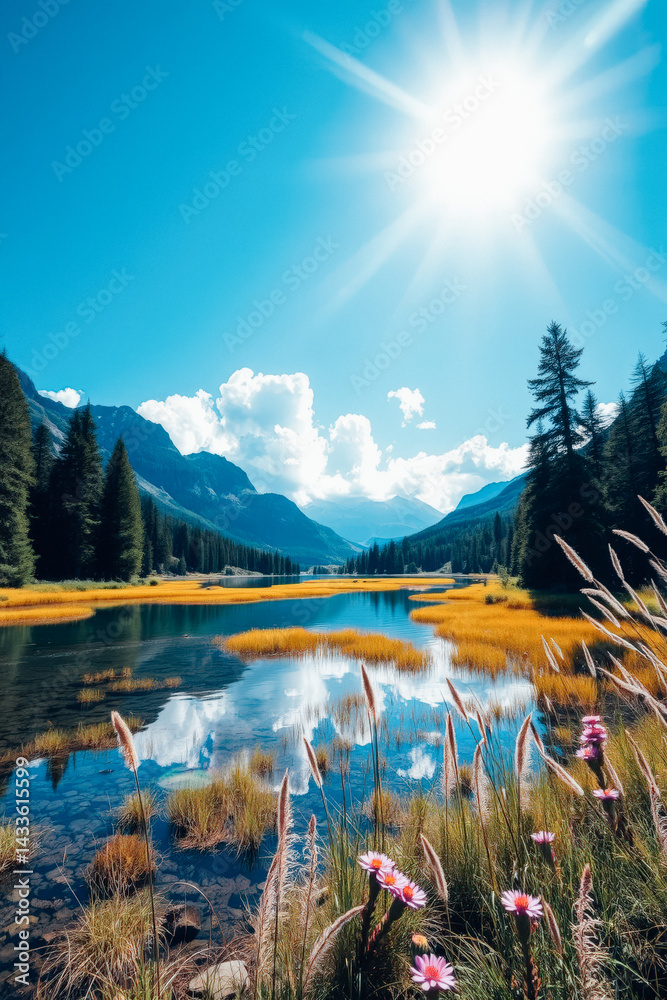Serene Mountain Lake on a Sunny Day