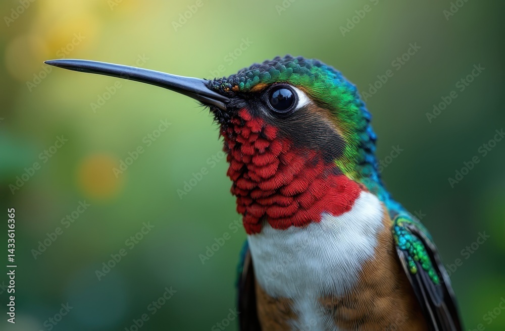 Obraz premium portrait of a hummingbird, showcasing its stunning features with exquisite detail