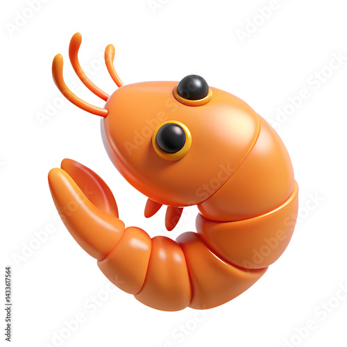 3D Cartoon Crab Character – Cute Marine Creature Render Isolated on White Background