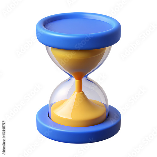 Hourglass with Flowing Sand – Symbolic Time Illustration Isolated on White Background