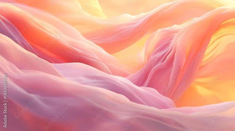 Obraz premium Flowing Pastel Fabric with Abstract Art.