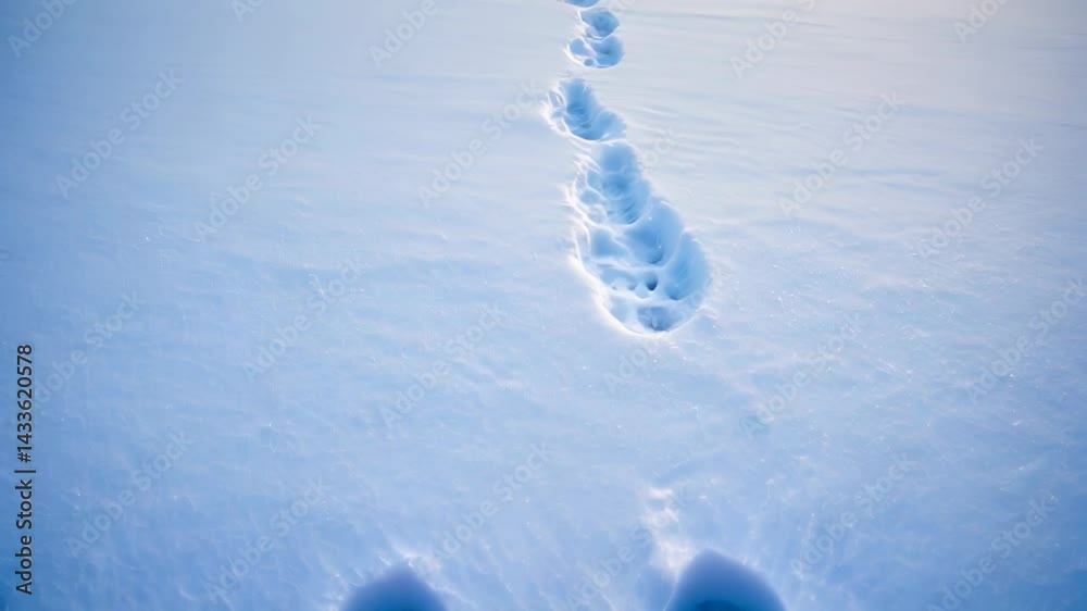 Tracks in untouched snow create a serene winter scene Tracks in untouched snow create a serene winter scene