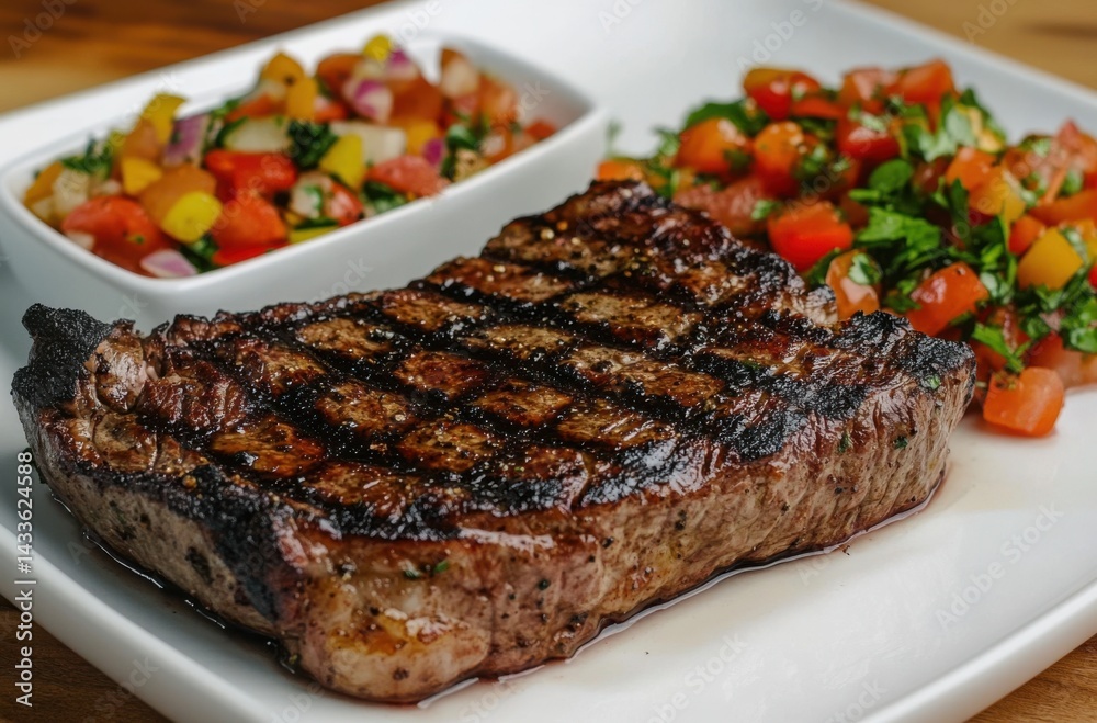 Close-up of a medium-rare steak, seared to perfection, Close-up of a medium-rare steak, seared to perfection,