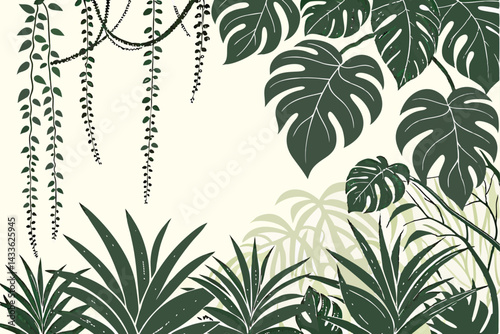 87 Lush green vine wall, dense foliage, cascading leaves, tropical plant texture, hanging garden, natural background, botanical wallpaper, vertical garden, organic pattern, rich verdant hues, string o