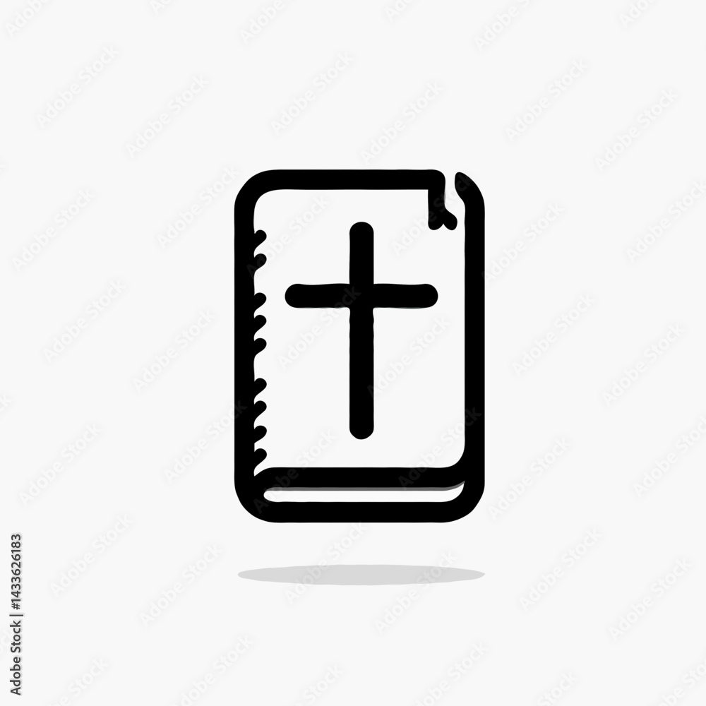 Obraz premium Bible with Cross Icon in Simple Style 