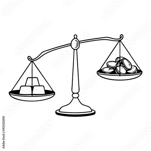 Scale gold bars balance icon vector. Digital-physical asset balance logo. scales of justice vector