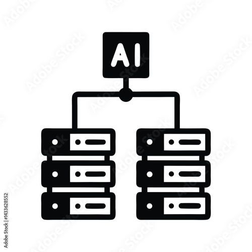 ​AI Server Rack Silhouette Vector Icon for Data Centers​

