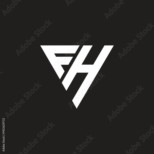 Modern letter FH vector logo design, triangle shape.