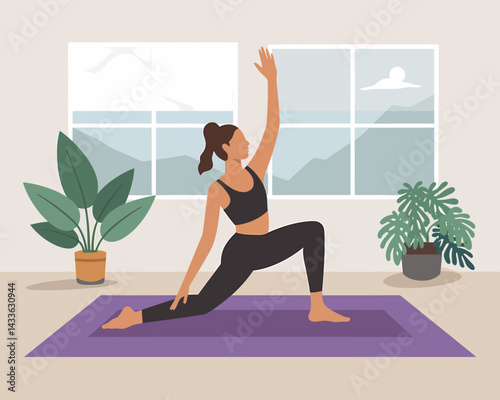 Woman in Warrior Pose: Yoga Practice for Wellness and Strength Training