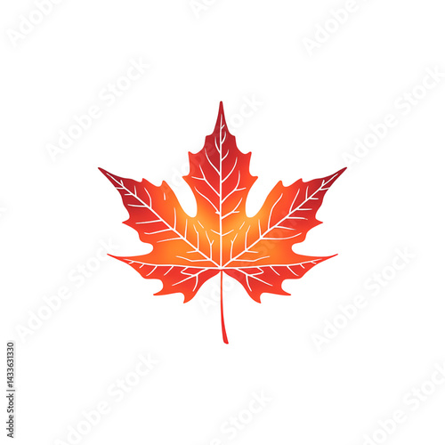 Vibrant Autumn Maple Leaf Design Against a white Background
