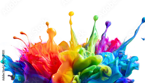 Obraz na płótnie Regenbogenfarben Farbexplosion, weisser Hintergrund w salonie