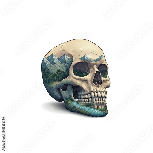 skull and crossbones on white
