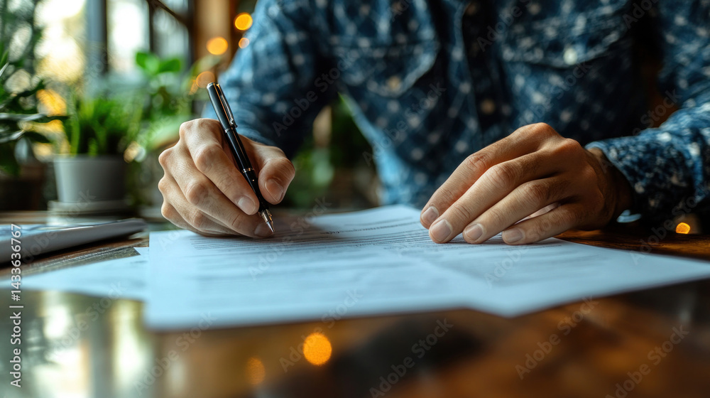 Obraz premium Startup founder filling business account form with business license documents