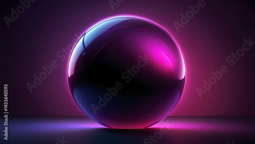 Abstract Glowing Sphere with Soft Gradient Colors of Purple, Magenta and Deep Red. Futuristic Digital Art 