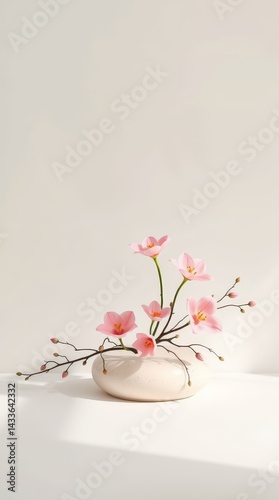 Zen Mother's Day floral card with minimalist Japanese aesthetic