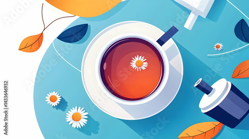 Autumnal Tea Cup Flat Design