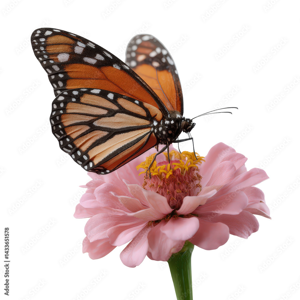 Fototapeta premium Monarch Butterfly on Pink Flower Close-Up Nature Photography
