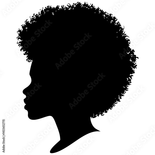 Silhouette of a person with curly hair showcasing artistic vector design