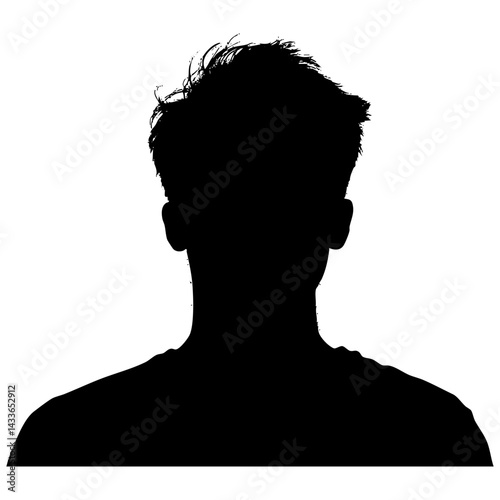 Silhouette of a person with short hair against a plain background