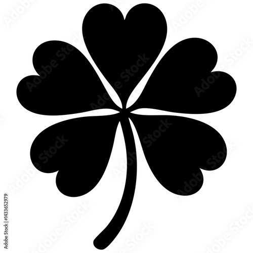 Four-leaf clover silhouette representing luck and good fortune in vector design format