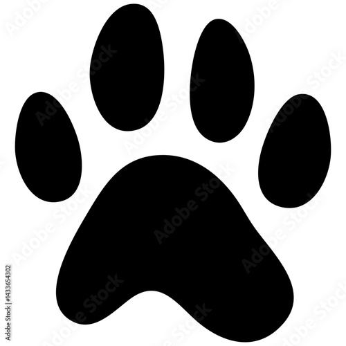 Stylized vector representation of a pet paw print in black color for various uses