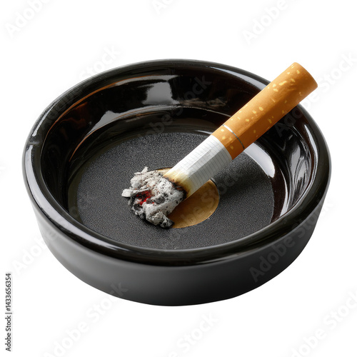 Close-Up View of an Ashtray with a Single Cigarette Stub Inside
