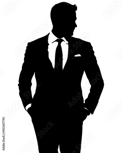Stylish silhouette of a man in a suit capturing elegance and sophistication
