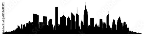 Skyline silhouette showcasing an urban landscape against a white background