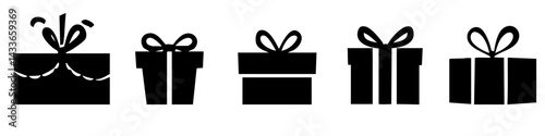 Various vector gift box shapes with bows for design and decoration purposes